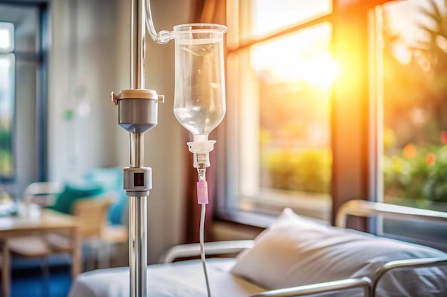 IV bag attached to a pole.